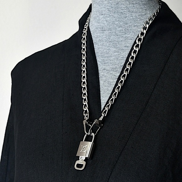 Authentic Louis Vuitton SILVER Lock & Keys Necklace #315 NEW ~2 Chains Included✨ - Picture 7 of 11